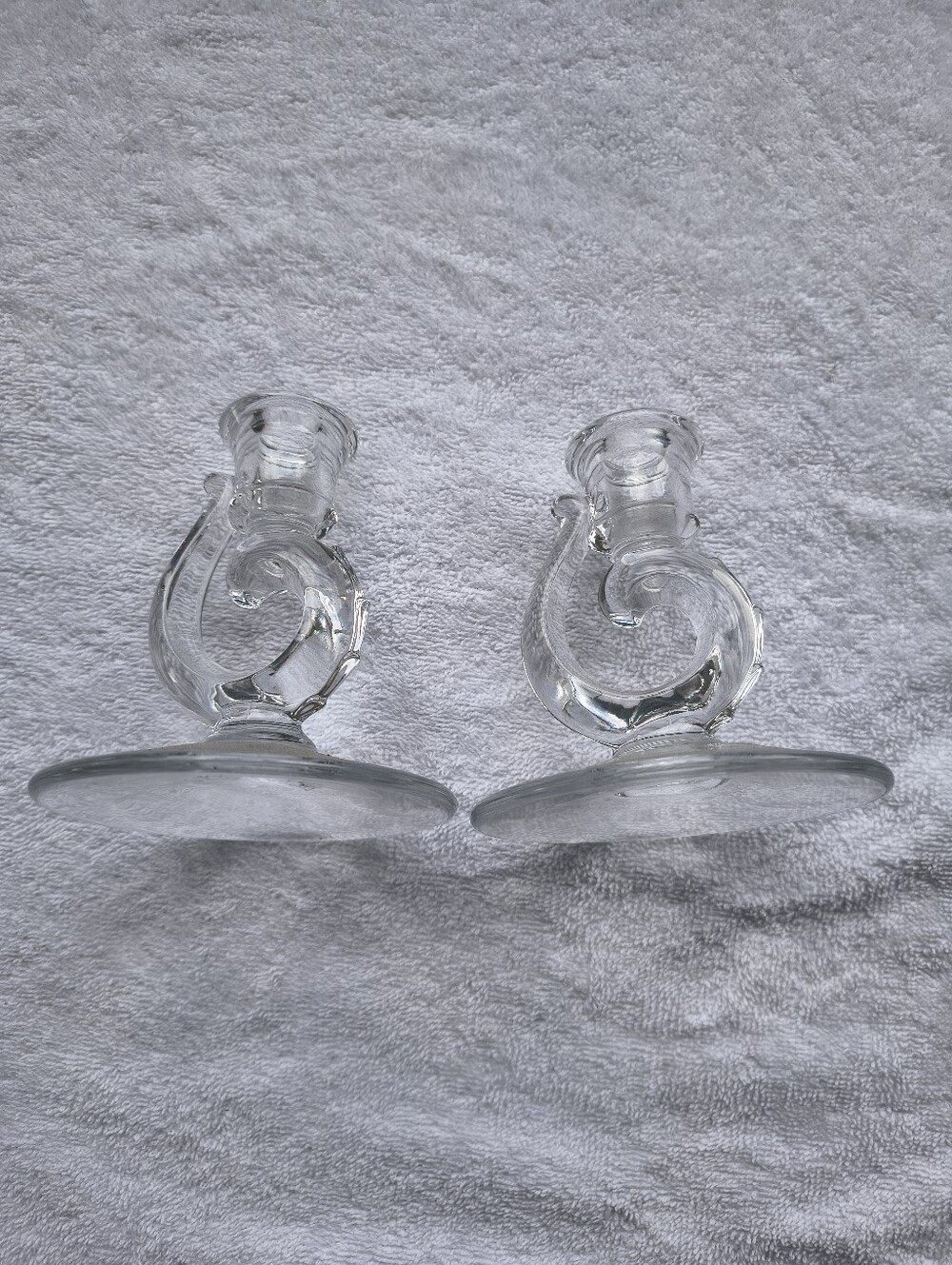 Vintage Crystal Fostoria Candlestick Holders Pair